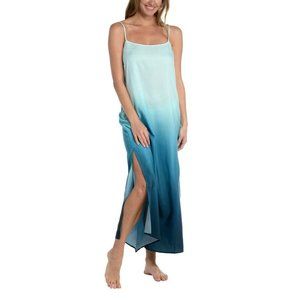 LA BLANCA Turquoise Ombré Oasis Back-Tie Side-Slit Cover-Up Dress Medium - 0015